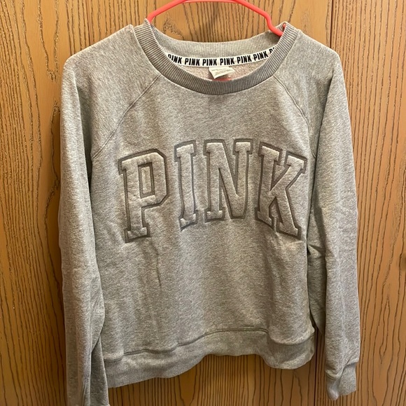 PINK Victoria's Secret Tops - Victoria’s Secret Pink Gray Crewneck Sweatshirt Size Medium